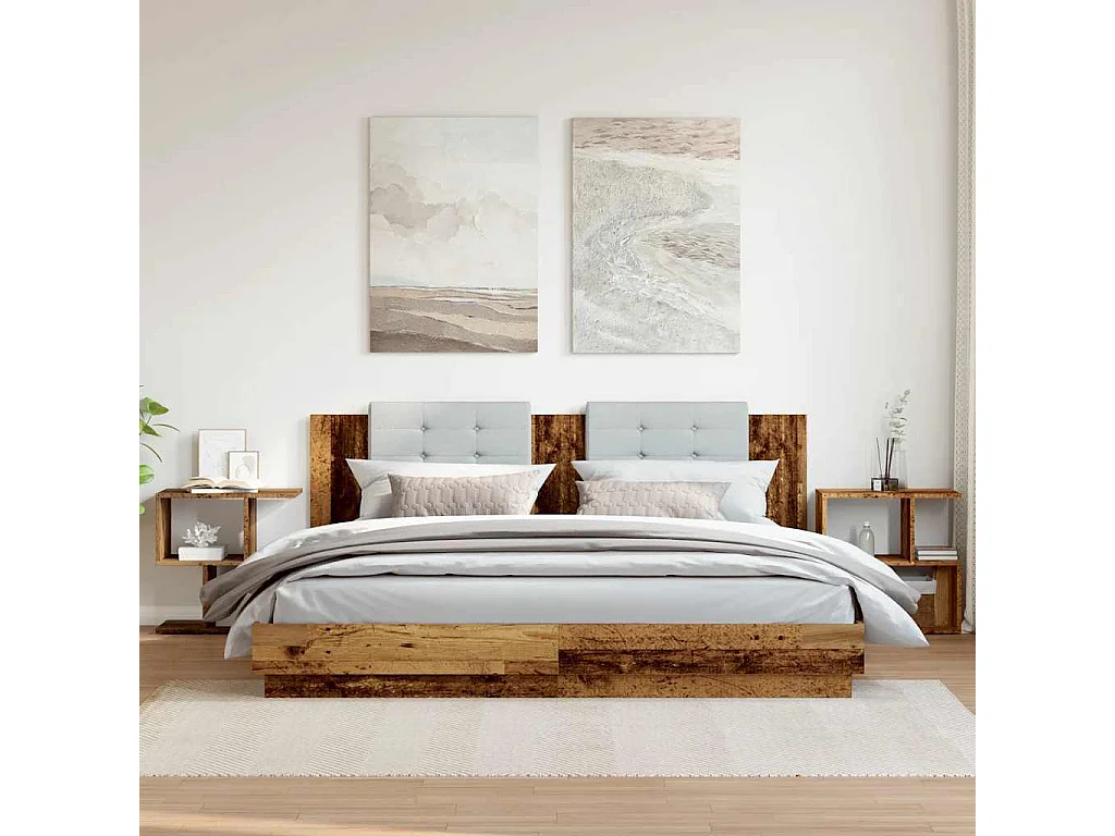 Nachttisch 2er Set-Beistelltisch-Nachttischkommode Altholz-Optik 50x30x51,5 cm Holzwerkstoff SHL84715