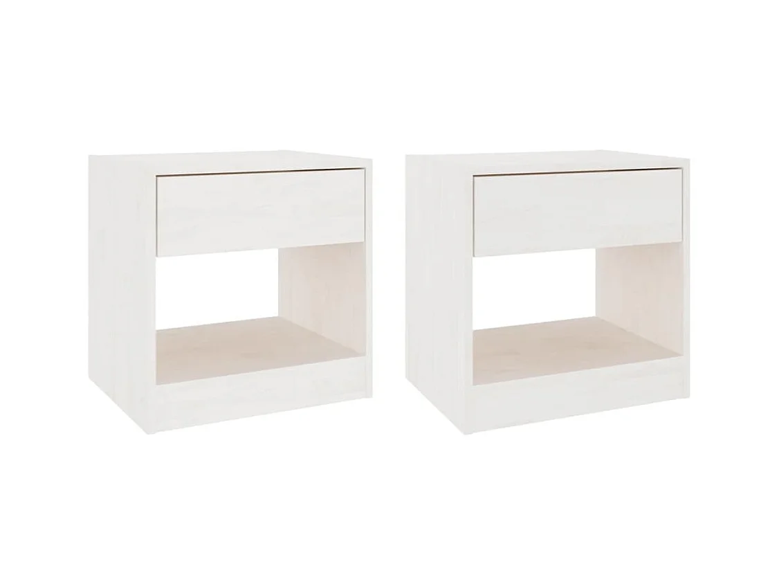 Mesitas de noche | Mesilla de noche 2 uds madera maciza de pino blanca 40x31x40 cm