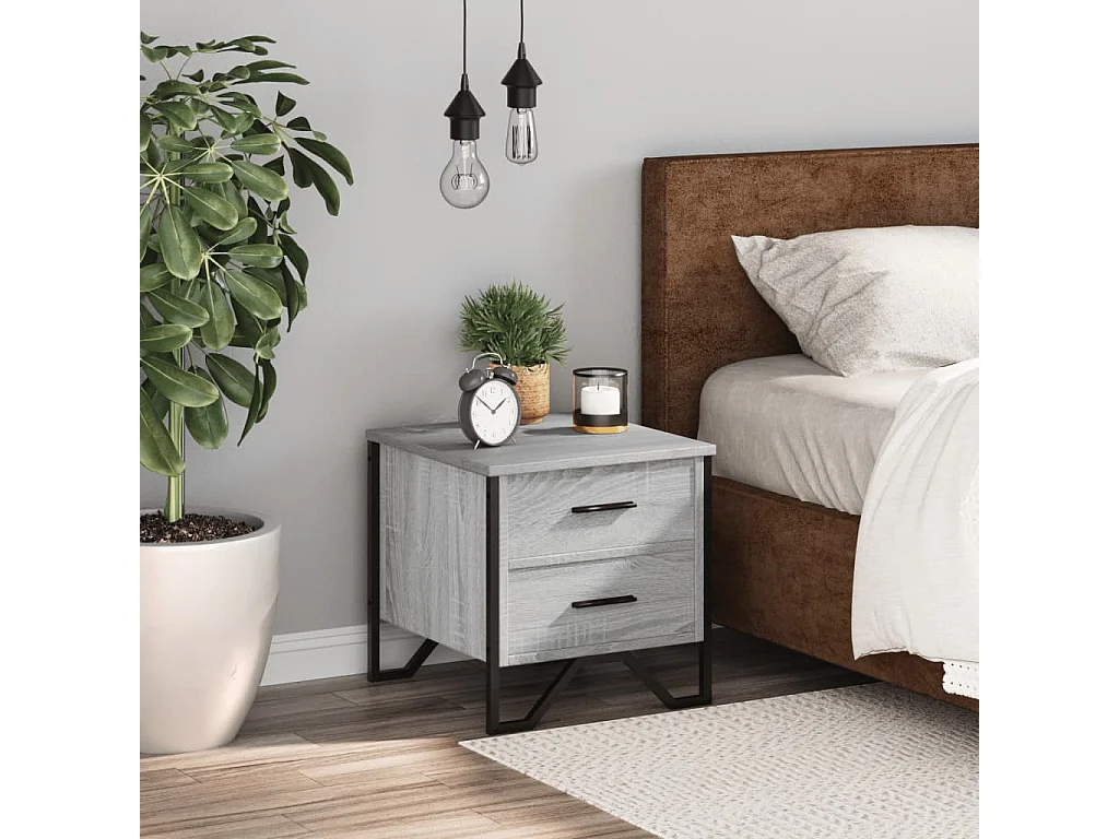 Nachttisch-Beistelltisch Grau Sonoma 40x41x40 cm Holzwerkstoff SHL34421