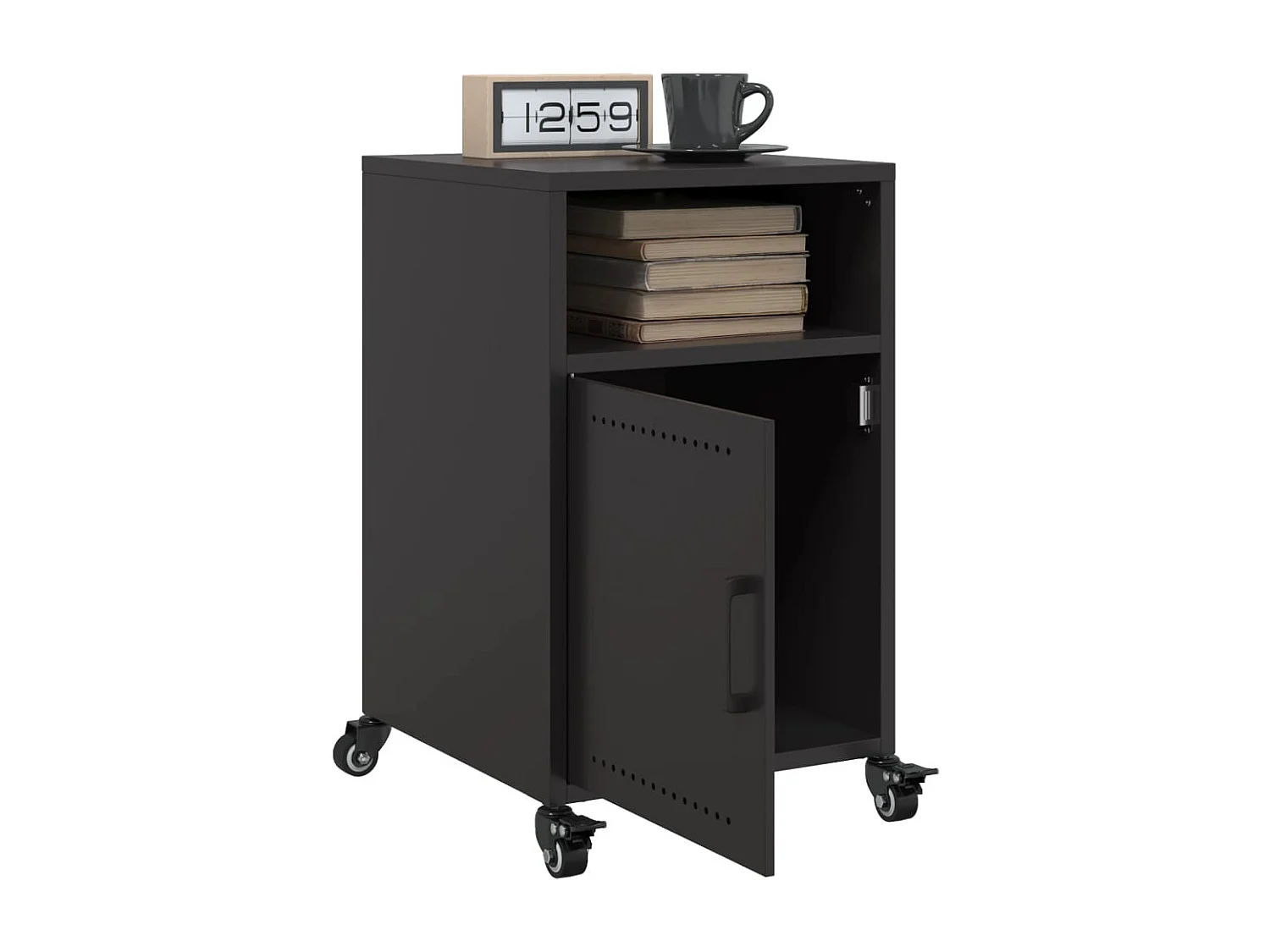 Nachttisch-Beistelltisch-Nachtschrank Schwarz 36x39x59 cm Stahl SHL82334