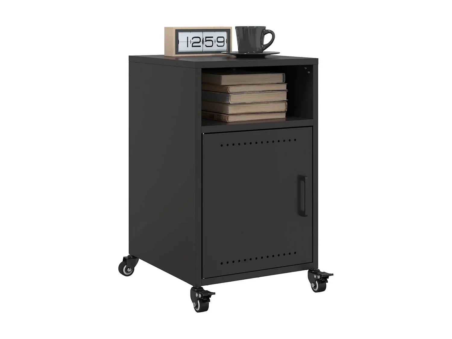 Nachttisch-Beistelltisch-Nachtschrank Schwarz 36x39x59 cm Stahl SHL82334