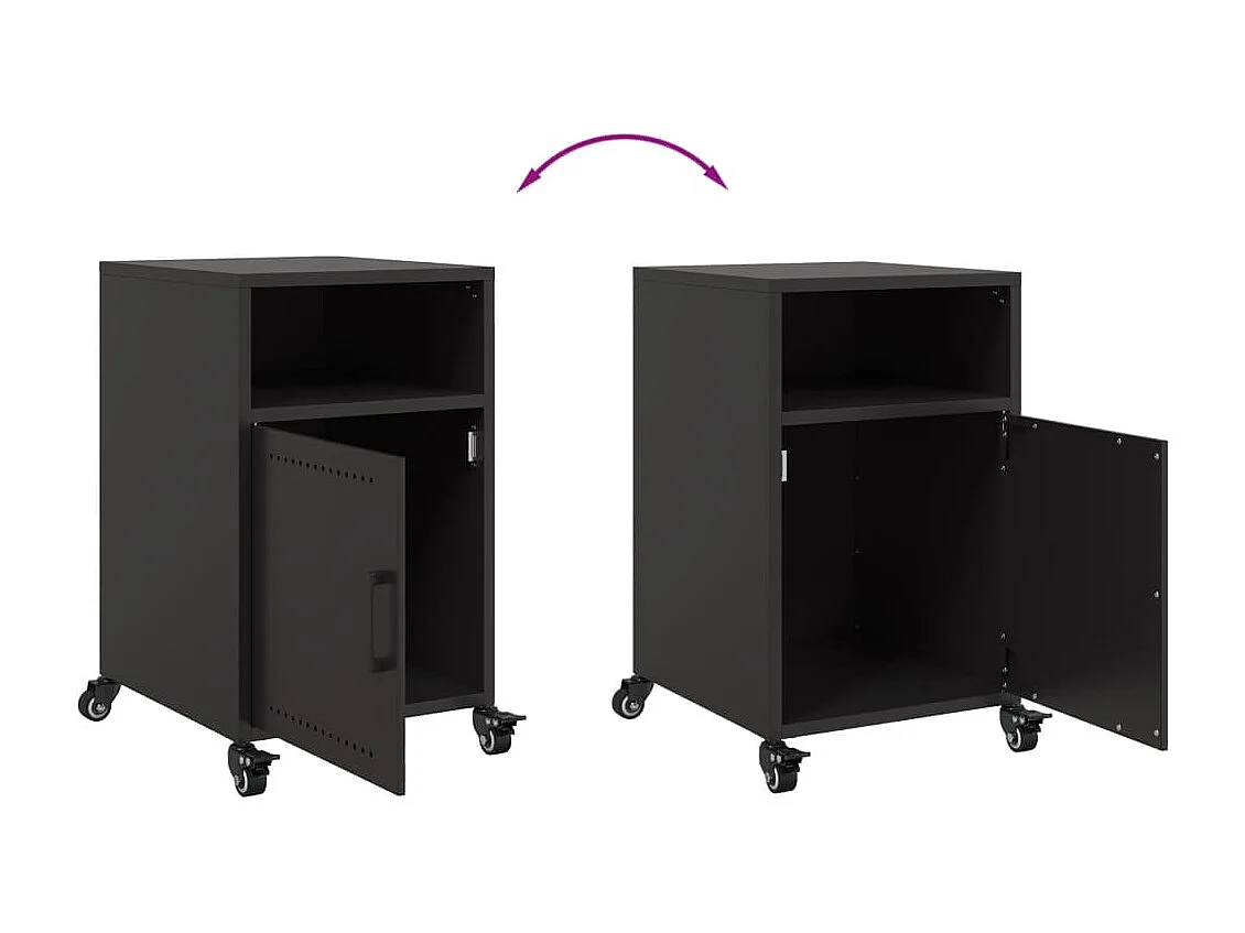 Nachttisch-Beistelltisch-Nachtschrank Schwarz 36x39x59 cm Stahl SHL82334