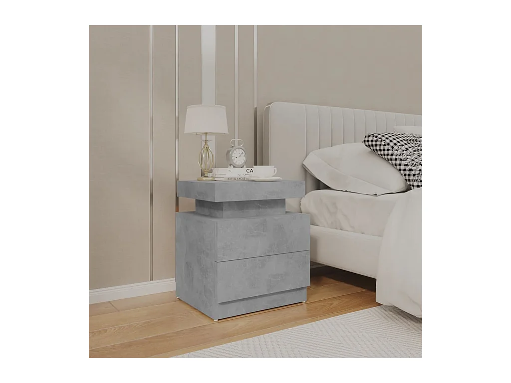 Table de chevet-Table d'appoint Gris béton 45x35x52 cm Bois d'ingénierie