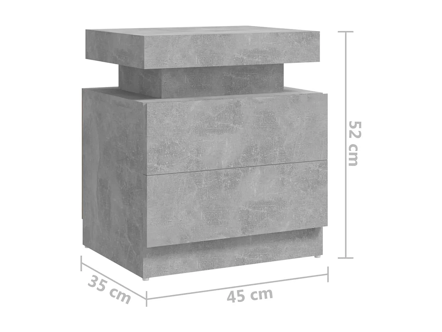 Mesita de noche | Mesilla de noche madera de ingeniería gris hormigón 45x35x52 cm