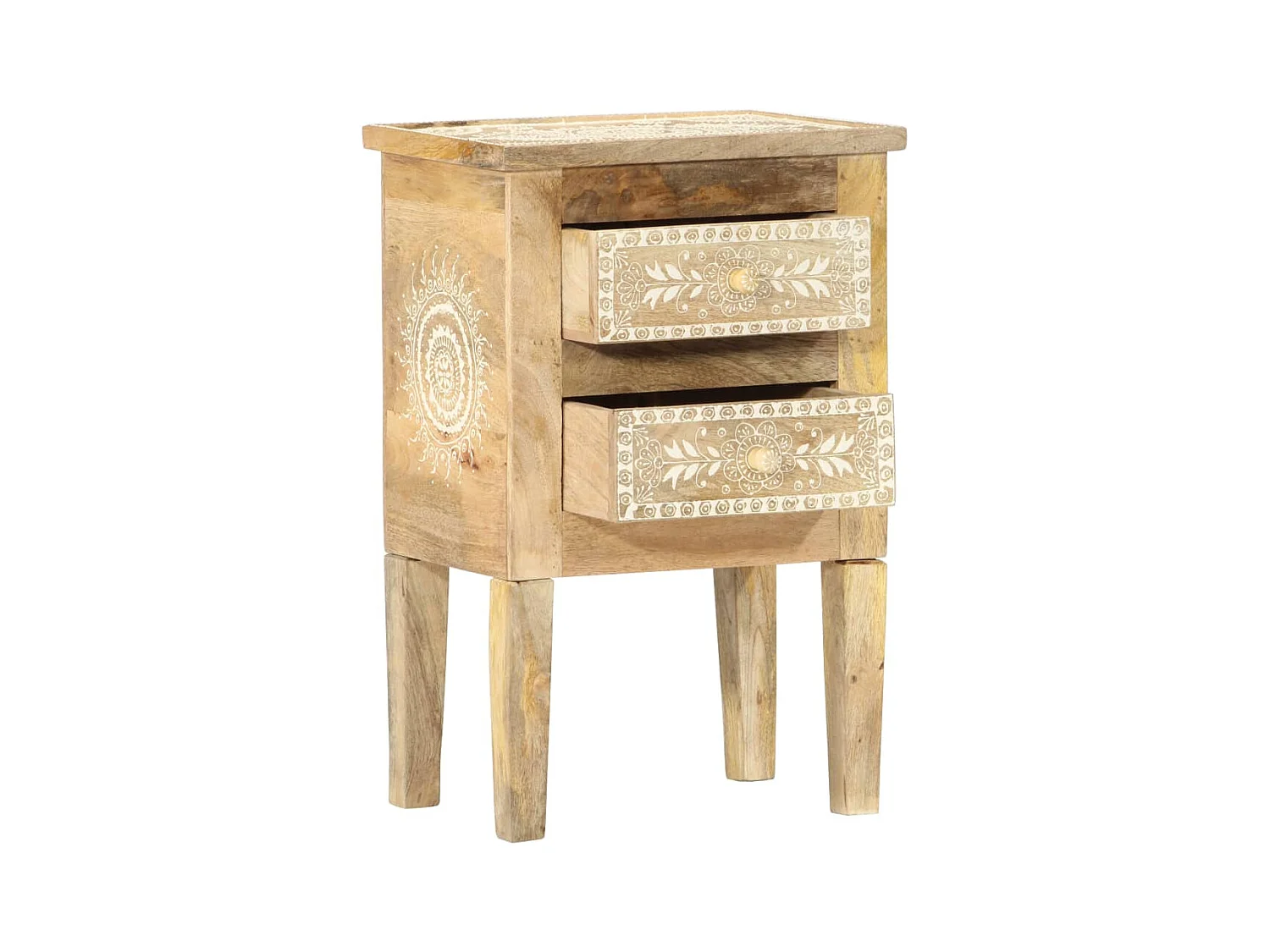 Mesita de noche | Mesilla de noche pintada a mano madera maciza mango 40x30x60 cm