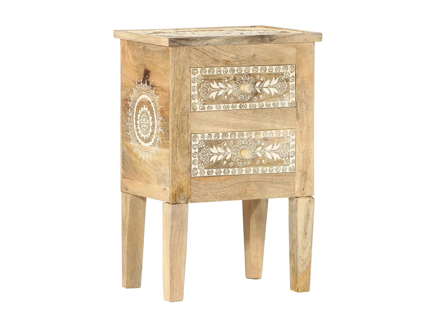 Mesita de noche | Mesilla de noche pintada a mano madera maciza mango 40x30x60 cm