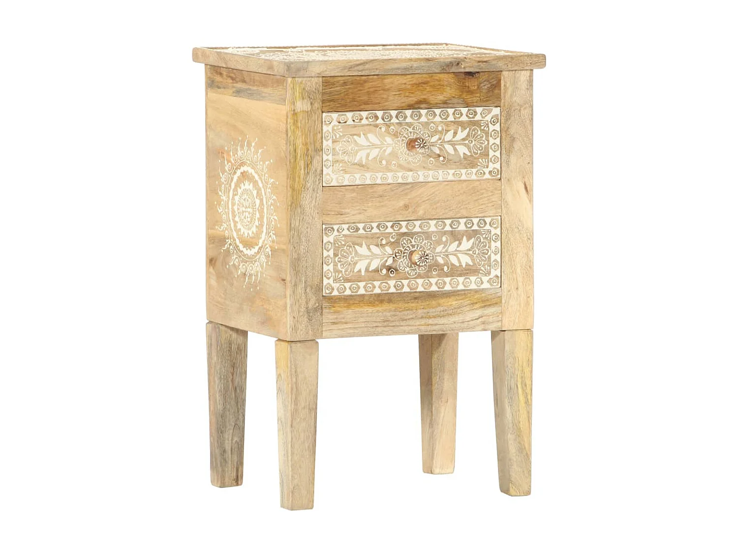 Nachttisch-Beistelltisch Handbemalt 40×30×60 cm Mango Massivholz SHL57562