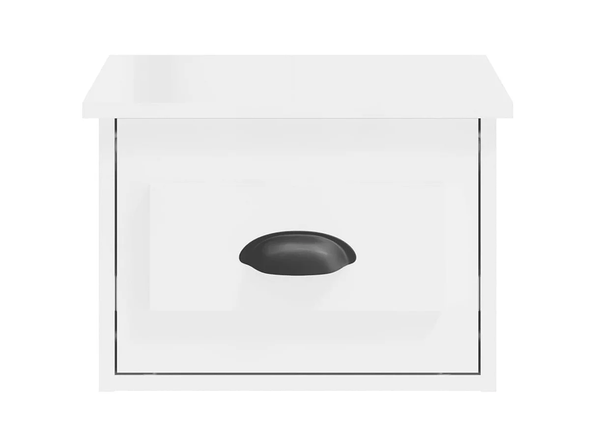 Mesita de noche | Mesilla de noche de pared blanco brillante 41,5x36x28 cm