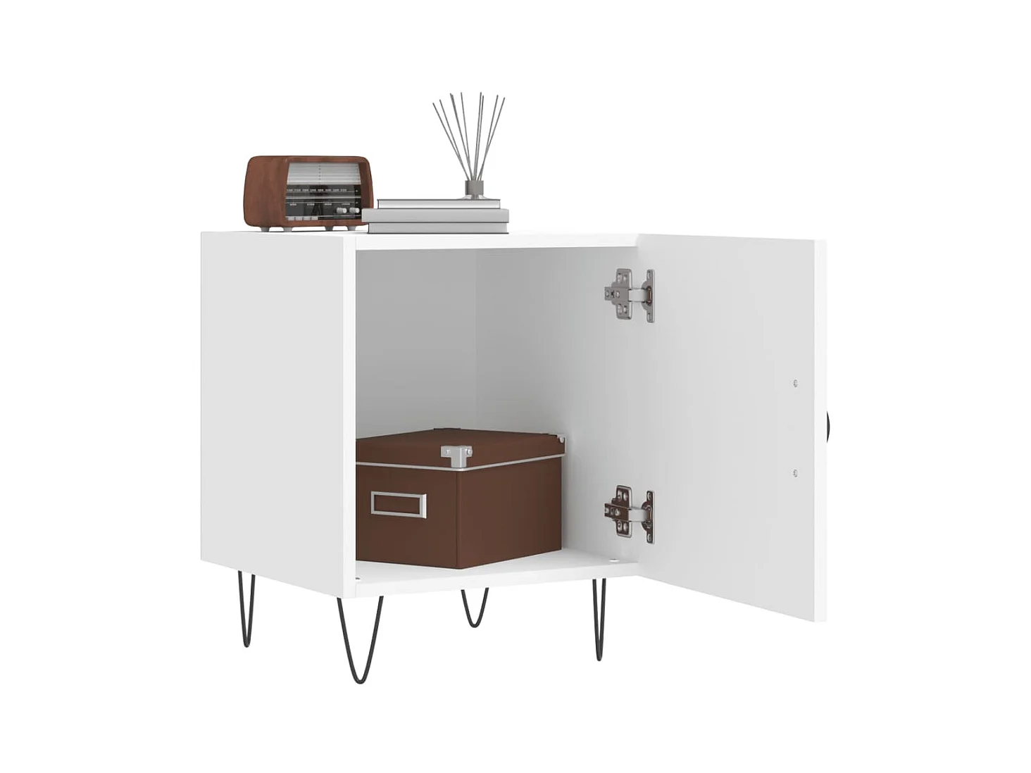 Lot de 2 Tables de chevet Étroite avec Étagère de rangement blanc 40x40x50 cm bois d’ingénierie