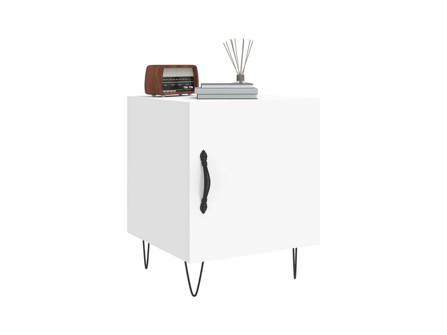 Lot de 2 Tables de chevet Étroite avec Étagère de rangement blanc 40x40x50 cm bois d’ingénierie