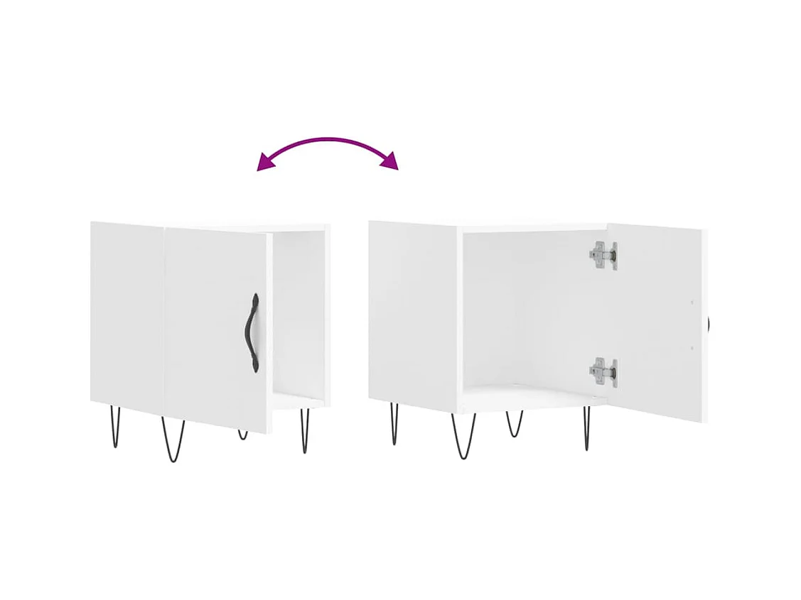 Mesitas de noche | Mesilla de noche 2 uds madera de ingeniería blanco 40x40x50 cm