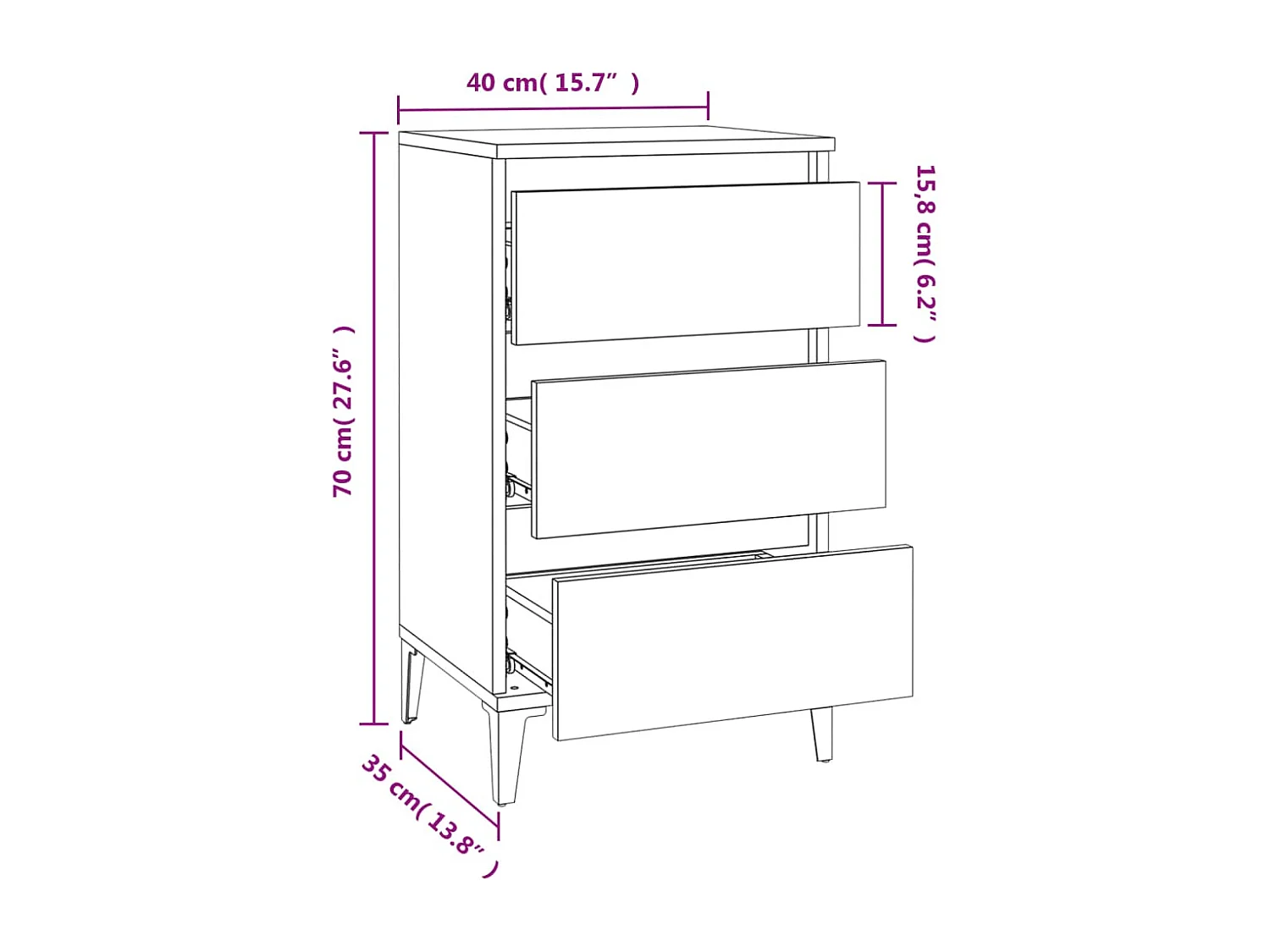 Nachttisch-Beistelltisch Schwarz 40x35x70 cm Holzwerkstoff SHL59416