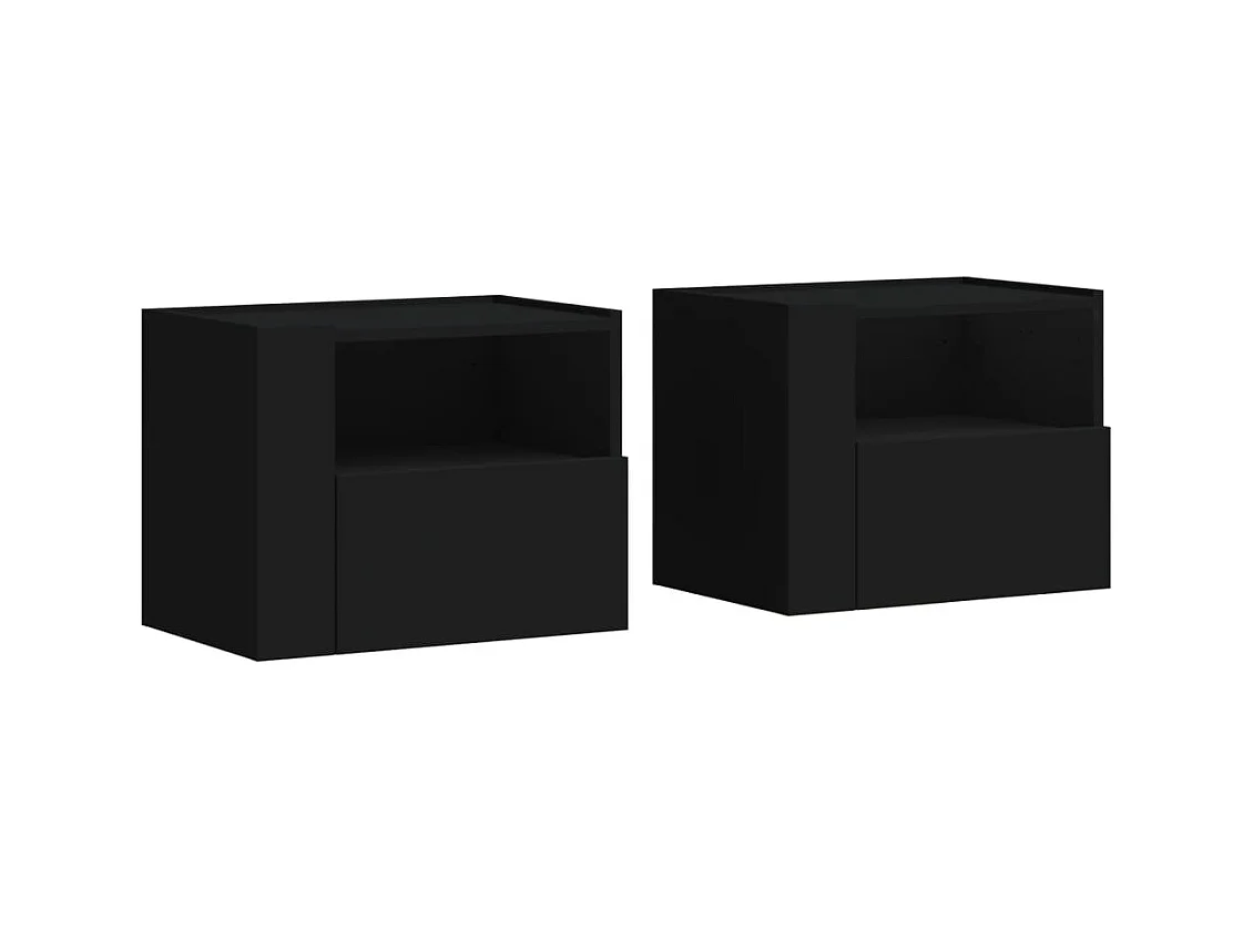 Tables de chevet murales 2 pcs noir 45x30x35 cm