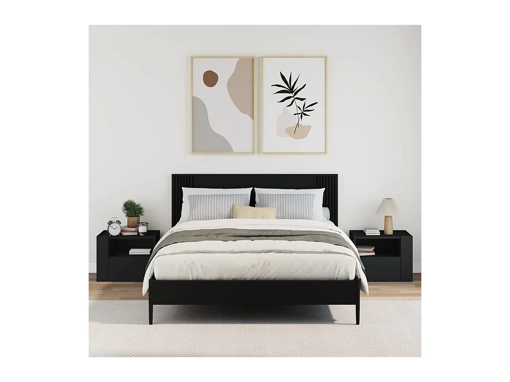 Tables de chevet murales 2 pcs noir 45x30x35 cm
