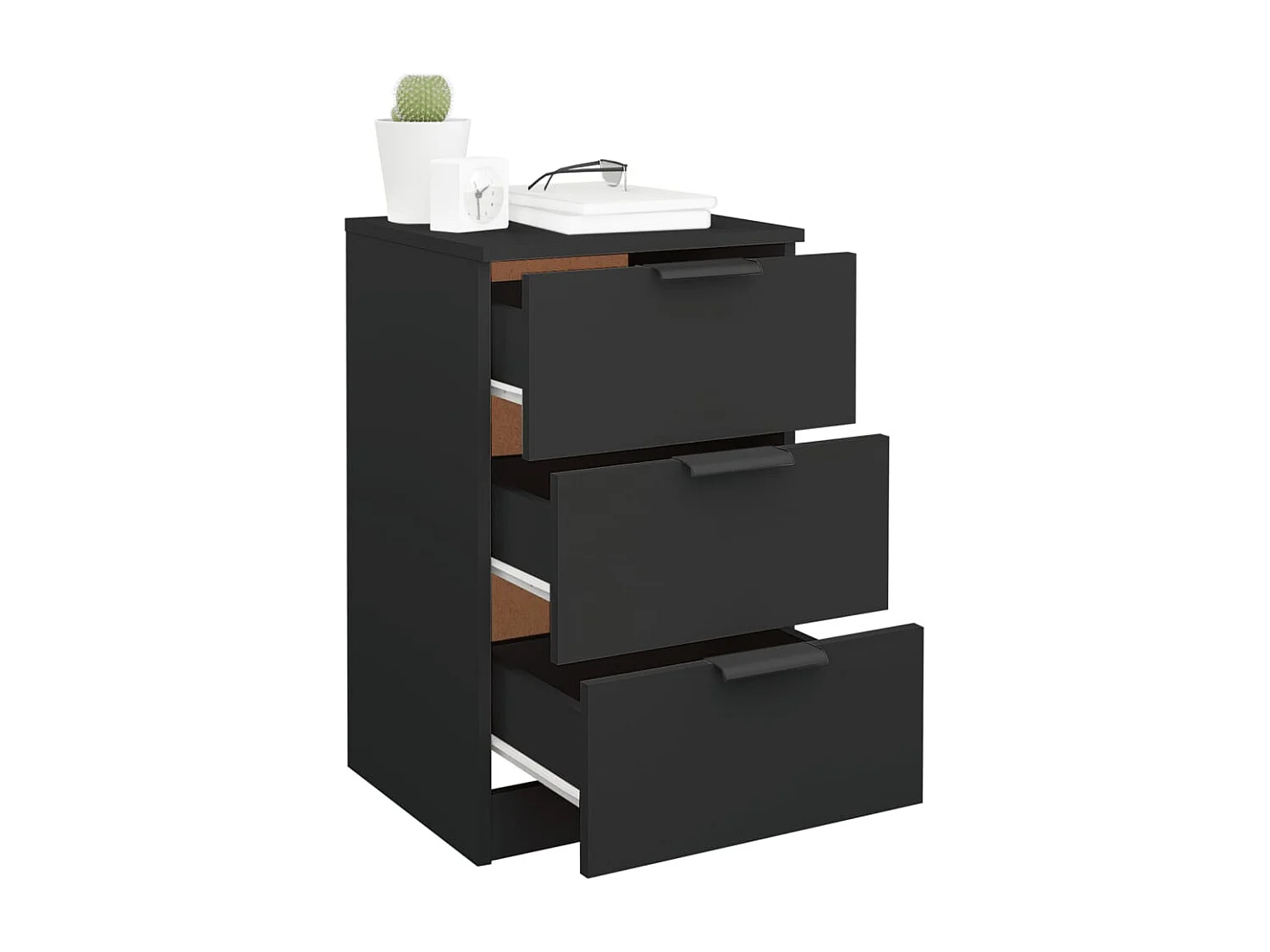 Nachttisch 2er Set-Beistelltisch Schwarz 40x36x65 cm SHL11180