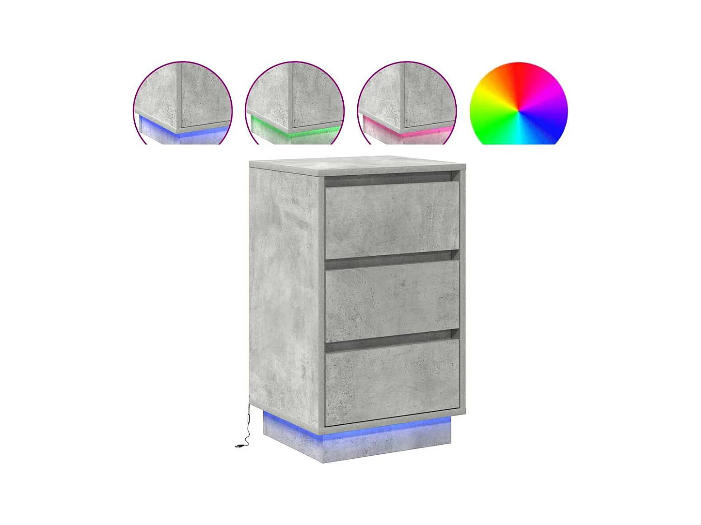 Mesita de Noche | Armario de Noche con cajón con Gris Concreto 39x34.5x65 cm
