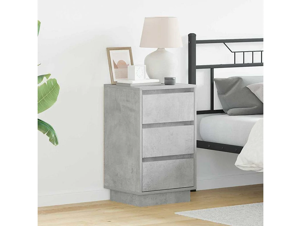 Nachttisch-Beistelltisch Beton Grau 39 x 34,5 x 65 cm Holzwerkstoff SHL94270