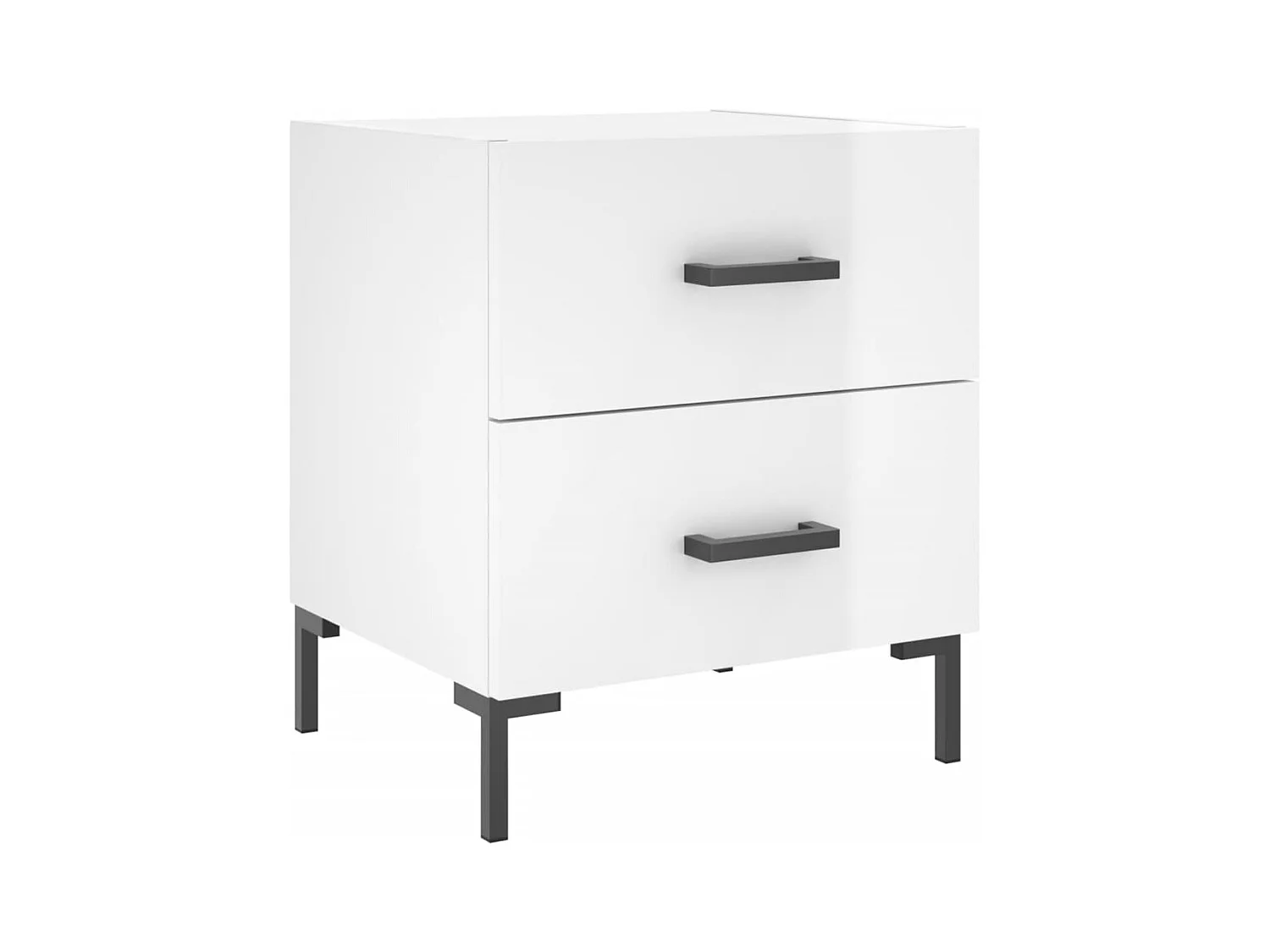 Mesita de noche | Mesilla de noche 2 uds madera ingeniería blanco brillo 40x35x47,5cm