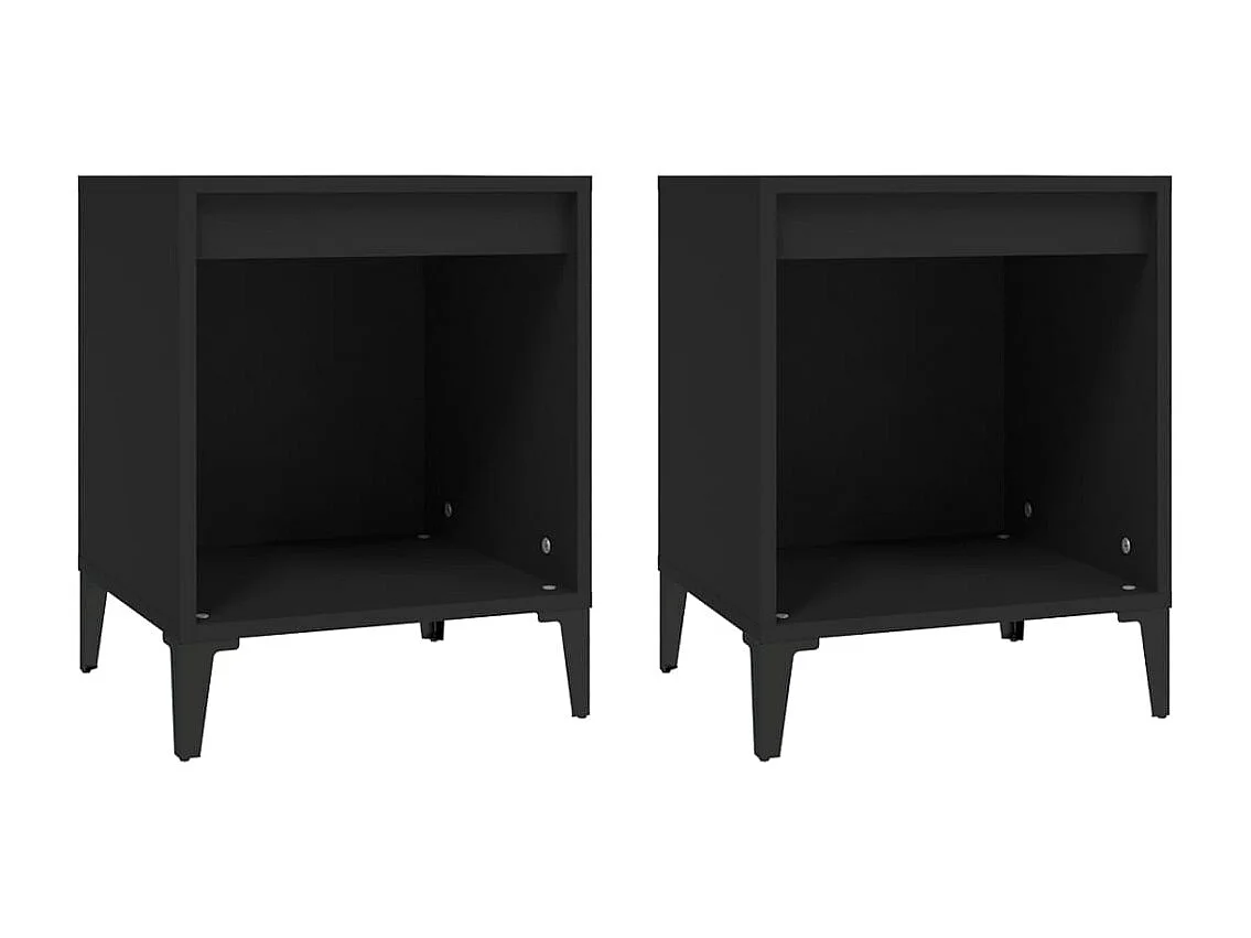 Nachttisch 2er Set-Beistelltisch-Nachttischkommode Schwarz 40x35x50 cm SHL44511