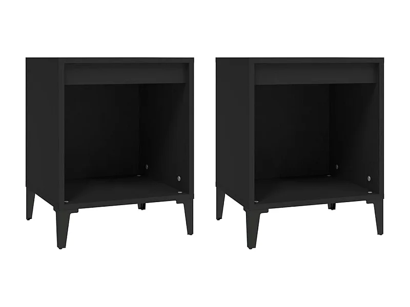 Tables de chevet lot de 2 avec compartiments ouverts Noir 40x35x50 cm