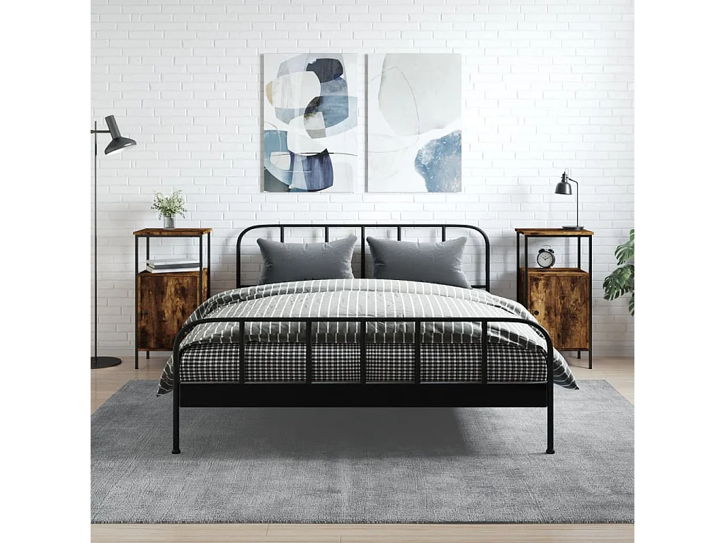 Nachttisch 2er Set-Beistelltisch-Nachttischkommode Räuchereiche 41x31x80 cm Holzwerkstoff SHL10202