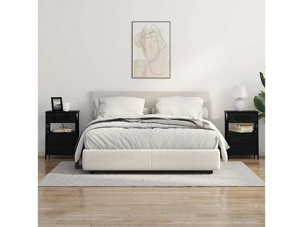 Nachttisch-Beistelltisch Schwarz Eichen-Optik 40 x 31 x 60 cm Holzwerkstoff SHL46385