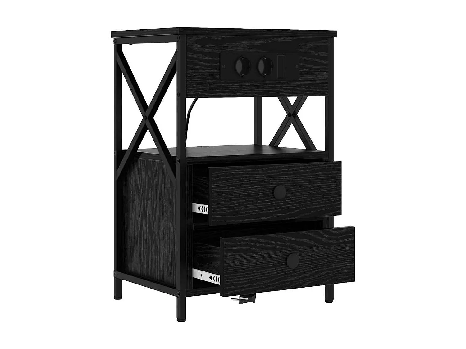 Nachttisch-Beistelltisch Schwarz Eichen-Optik 40 x 31 x 60 cm Holzwerkstoff SHL46385