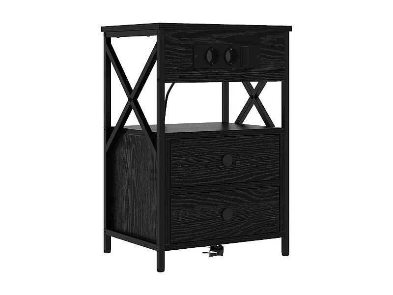 Nachttisch-Beistelltisch Schwarz Eichen-Optik 40 x 31 x 60 cm Holzwerkstoff SHL46385