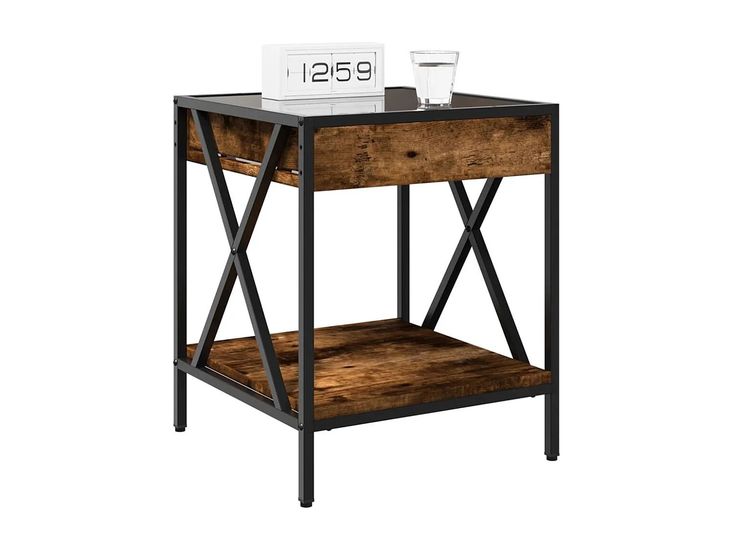 Nachttisch-Beistelltisch mit Infinity-LED Räuchereiche 40x40x49 cm SHL42354