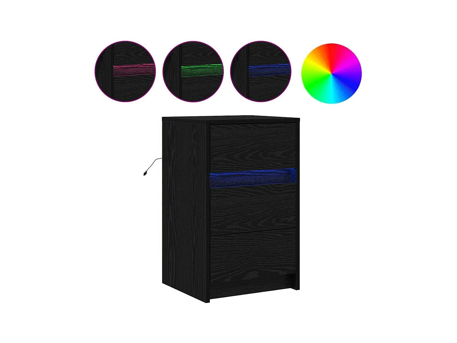 Mesita de Noche | Armario de Noche con cajón con Roble negro 38x34x61 cm