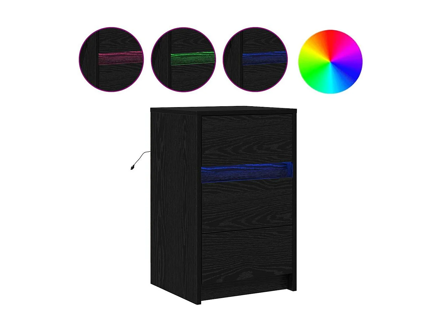 Mesita de Noche | Armario de Noche con cajón con Roble negro 38x34x61 cm