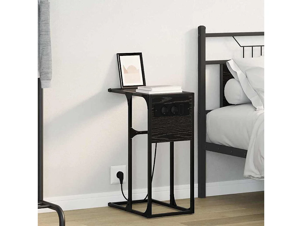 Mesa de Noche | Mesa auxiliar | Mesita de noche Roble negro Madera contrachapada