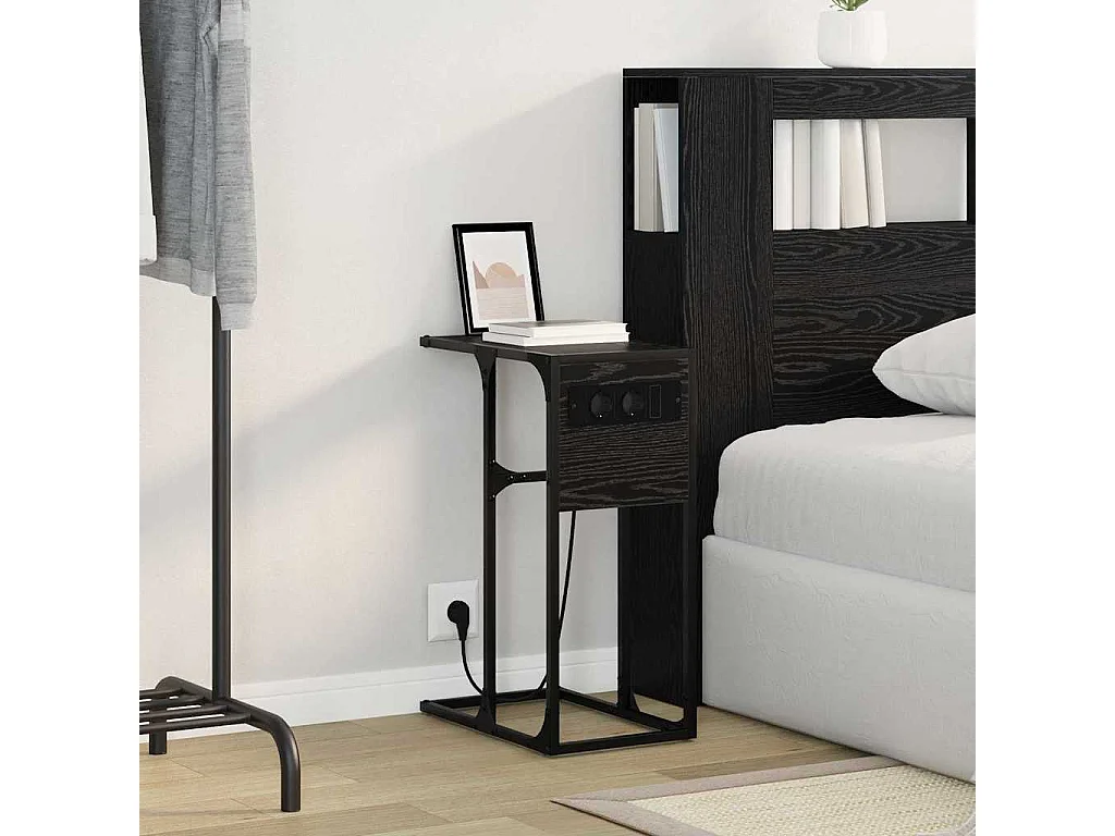 Mesa de Noche | Mesa auxiliar | Mesita de noche Roble negro Madera contrachapada