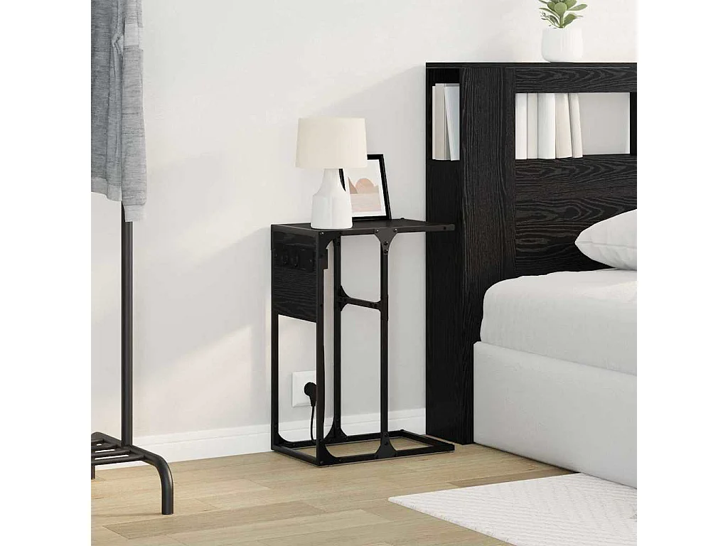 Mesa de Noche | Mesa auxiliar | Mesita de noche Roble negro Madera contrachapada