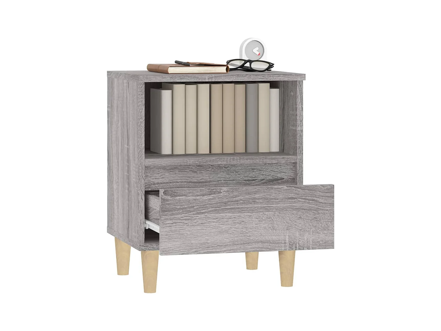 Tables de chevet lot de 2 avec compartiments ouverts Sonoma gris 40x35x50 cm