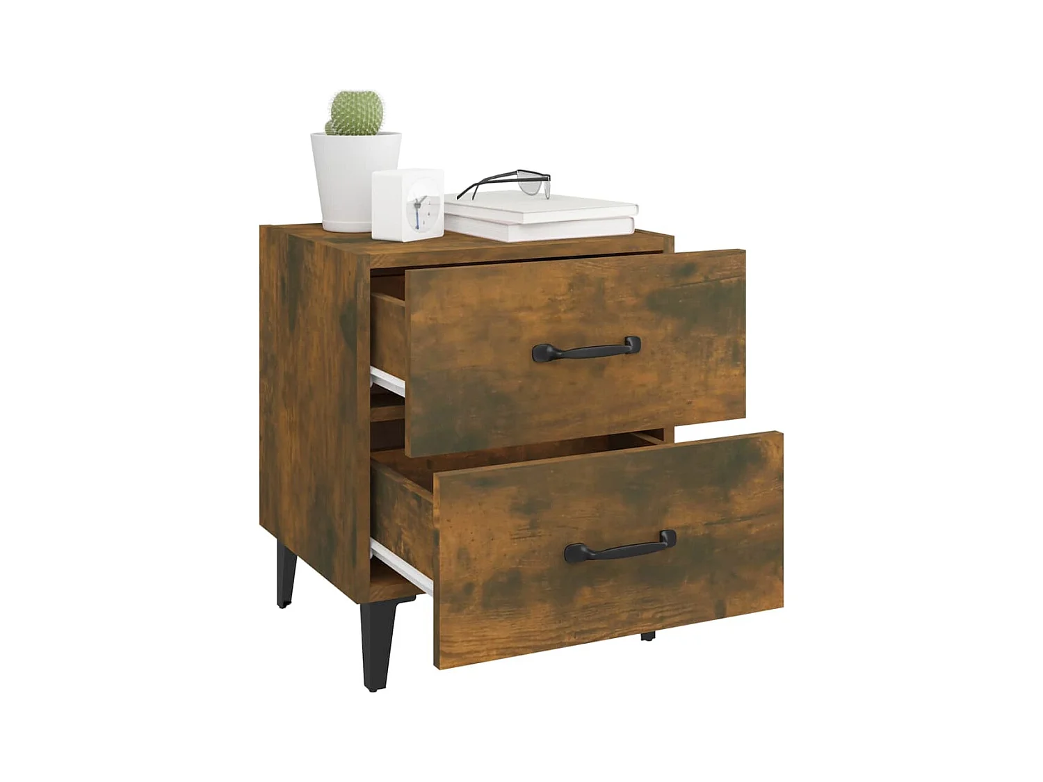 Mesita de noche | Mesilla de noche color roble ahumado 40x35x47,5 cm