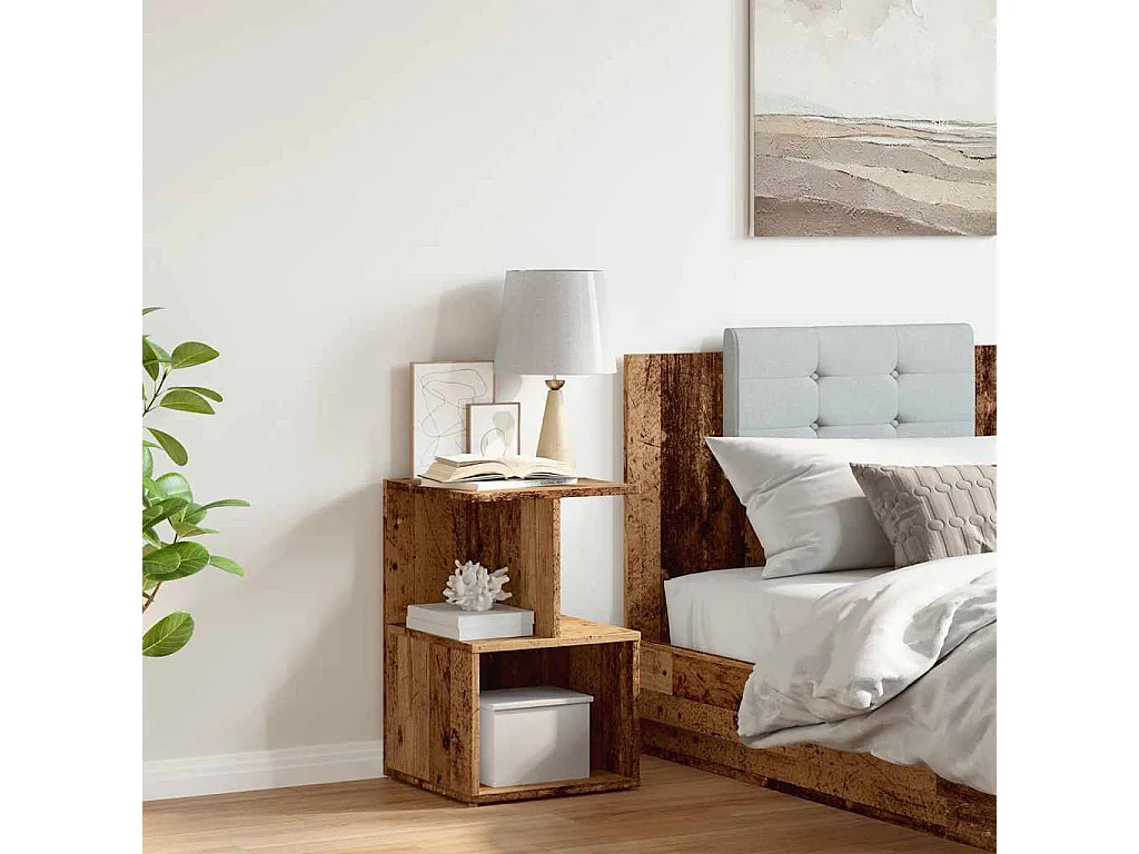 Nachttisch-Beistelltisch Altholz-Optik 35x35x55 cm Holzwerkstoff SHL2020