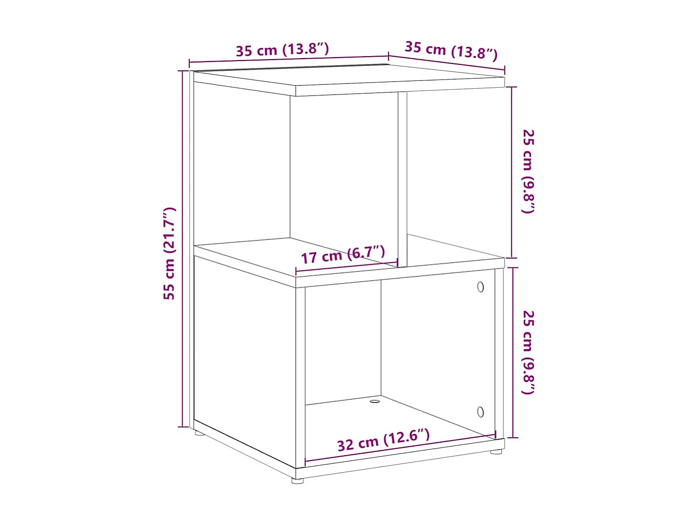 Nachttisch-Beistelltisch Altholz-Optik 35x35x55 cm Holzwerkstoff SHL2020