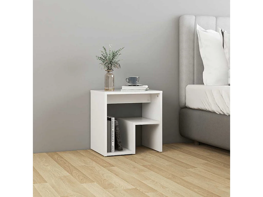 Mesitas de noche | Mesilla de noche 2 uds madera contrachapada blanco 40x30x40 cm