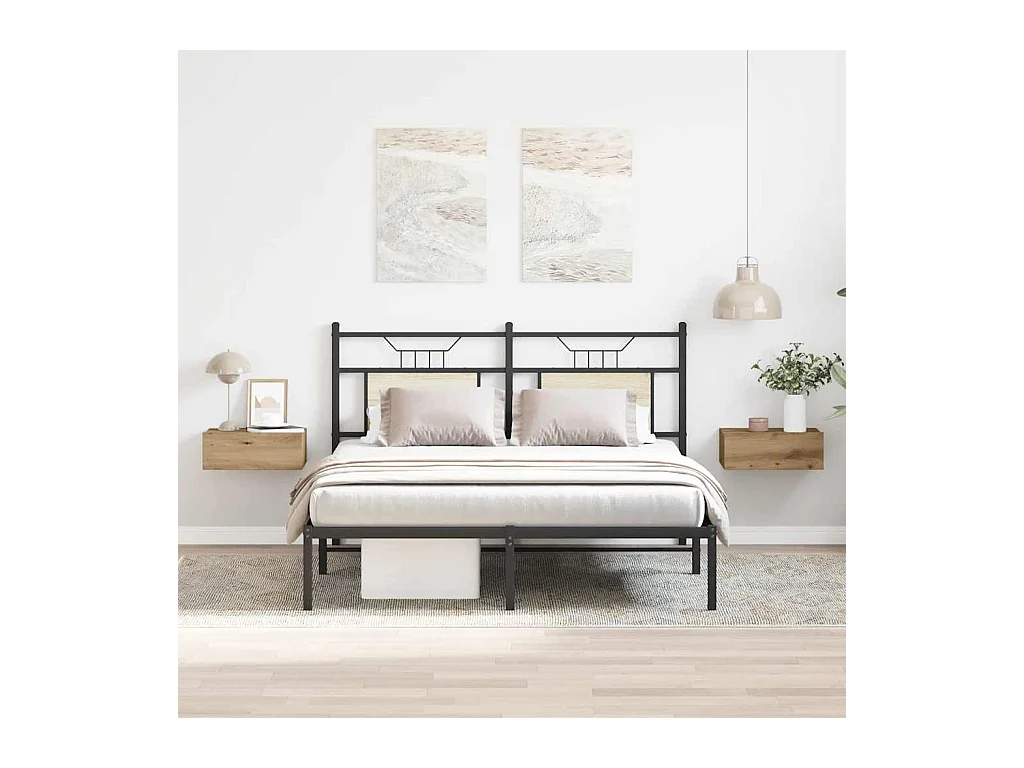 Mesitas de noche | Mesilla de noche flotantes 2 uds roble artesanal 40x32x15cm