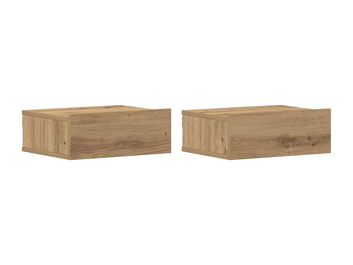 Nachttisch hängend 2er Set | Wand-Nachttische Artisan-Eiche 40x32x15 cm SHL13889