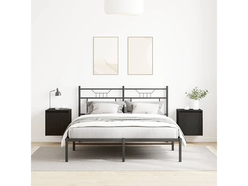 Nachttisch hängend 2er Set | Wand-Nachttische Schwarz 38x34x40 cm SHL94364