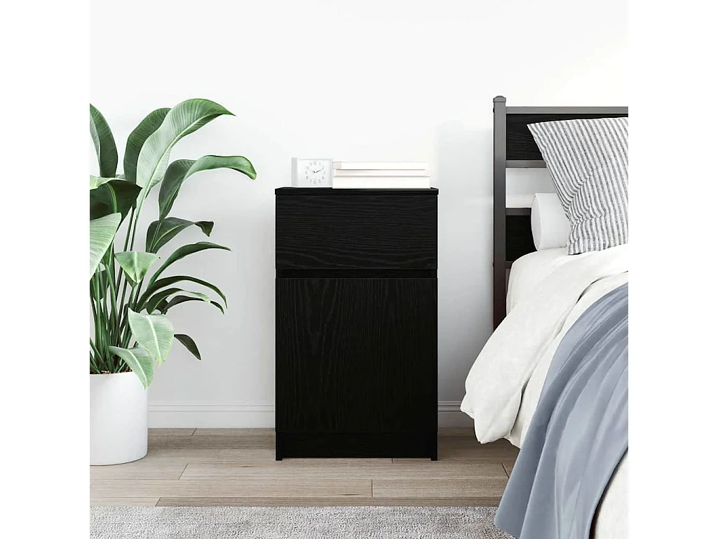 Nachttisch-Beistelltisch-Nachtschrank Schwarz 39x35x65 cm Holzwerkstoff SHL92999