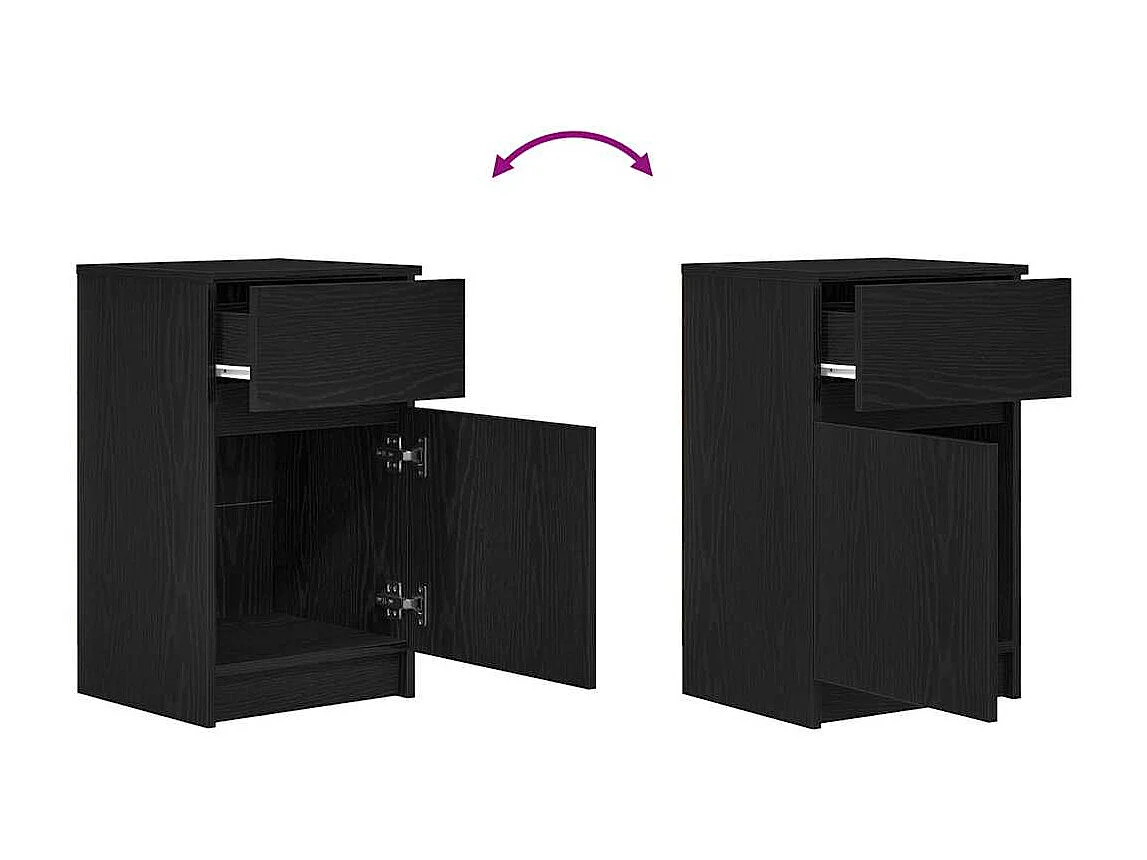 Nachttisch-Beistelltisch-Nachtschrank Schwarz 39x35x65 cm Holzwerkstoff SHL92999