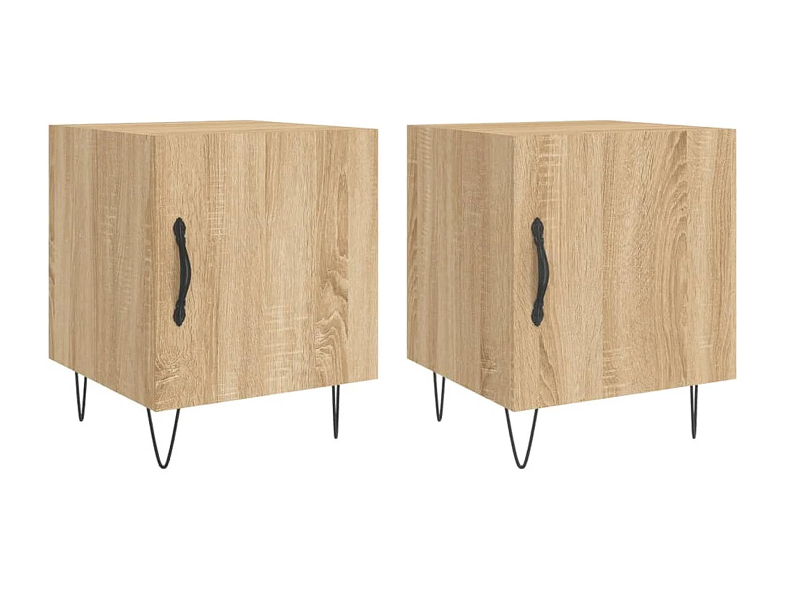 Nachttisch 2er Set-Beistelltisch-Nachttischkommode Sonoma-Eiche 40x40x50 cm Holzwerkstoff SHL10532