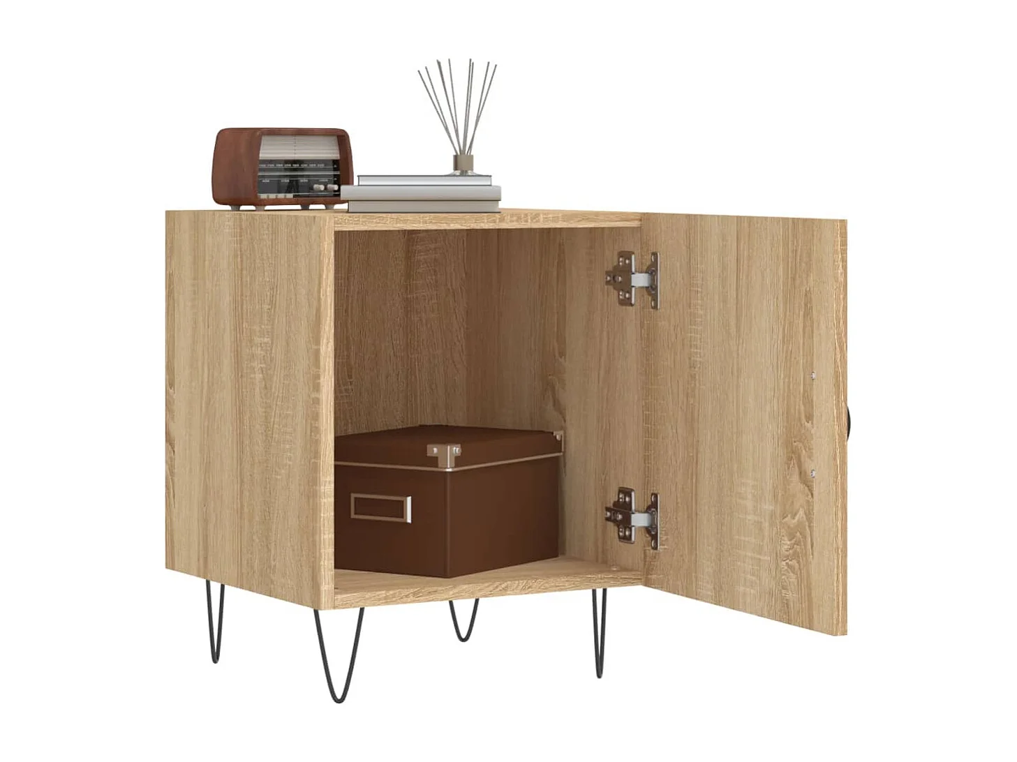 Nachttisch 2er Set-Beistelltisch-Nachttischkommode Sonoma-Eiche 40x40x50 cm Holzwerkstoff SHL10532