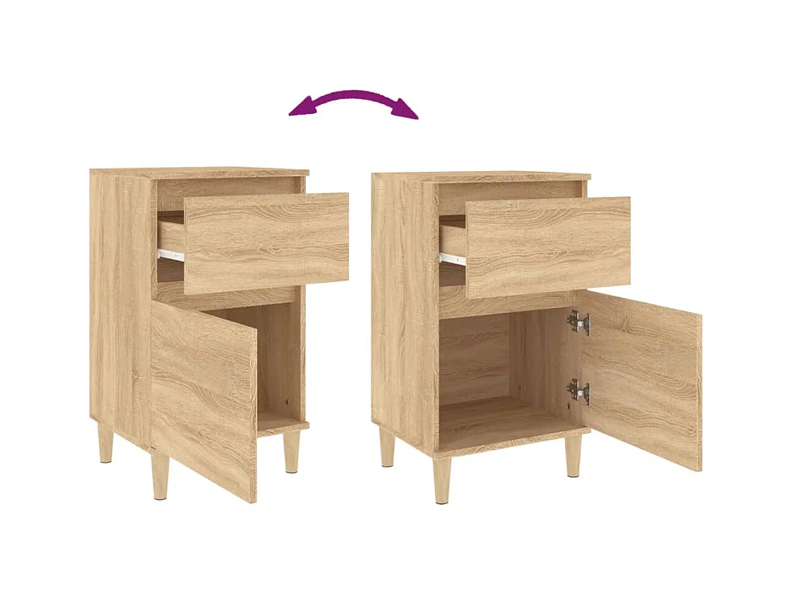 Tables de chevet lot de 2 avec rangement chêne sonoma 40x35x70 cm