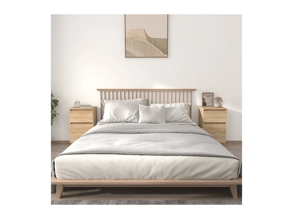 Mesitas de noche | Mesilla de noche 2 uds color roble sonoma 40x35x70 cm