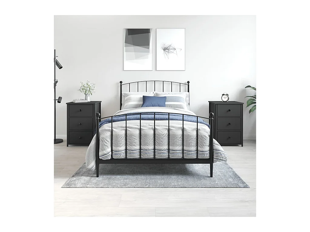 Mesitas de noche | Mesilla de noche 2 uds madera de ingeniería negro 40x36x60 cm