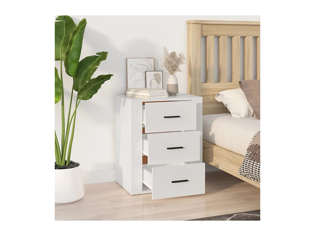 Table de chevet-Table d'appoint-Table de nuit Blanc 50x36x60 cm Bois d'ingénierie